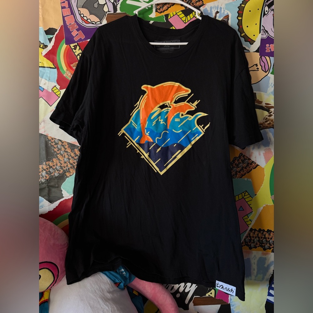 Black Pink Dolphin Nos Waves Tee Size Extra Large